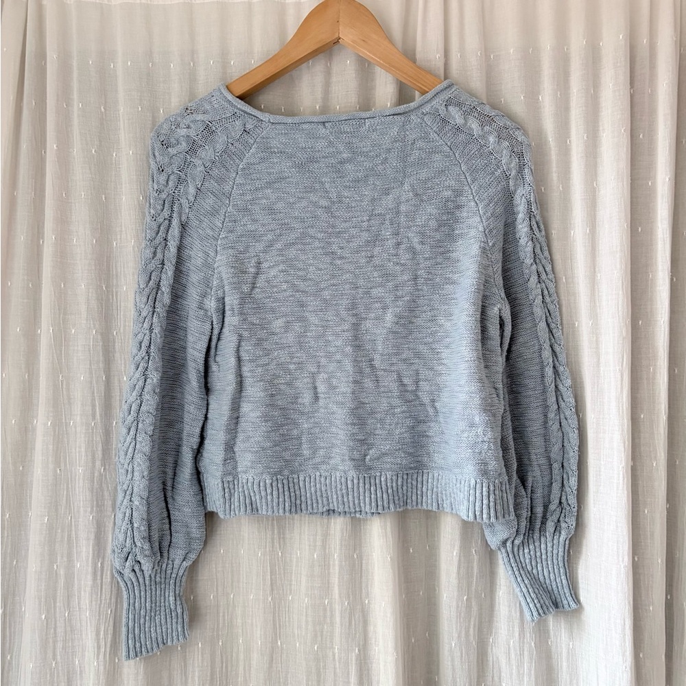FRYE AND CO. Soft Blue Cable Knit Sweater - Picture 3 of 4